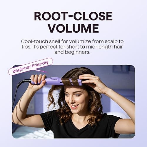Wavytalk Airflow Styler Curling Iron, Cool Curl, 360° Cool Air Lock in Style for Lasting Curls, Reduces Damage, 2 in 1 Hair Straightener and Curler, 1.25 Inch, Anti-Scald for Short Long Hair, Purple thumbnail 4
