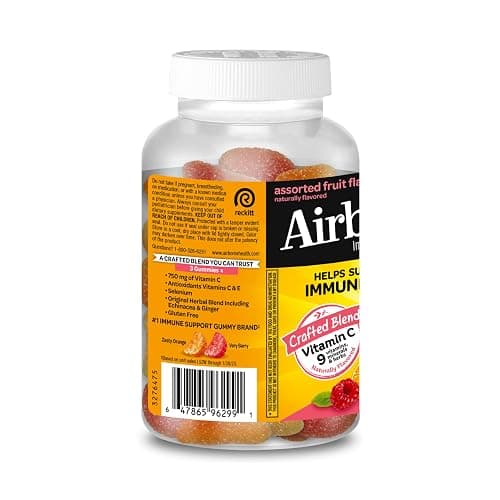 Airborne 750mg Vitamin C Gummies for Adults, Immune Support Gummies with Powerful Antioxidants VIT C & E, Caffeine Free - 2x63ct Bottle (42 Servings), Assorted Fruit Flavor thumbnail 14
