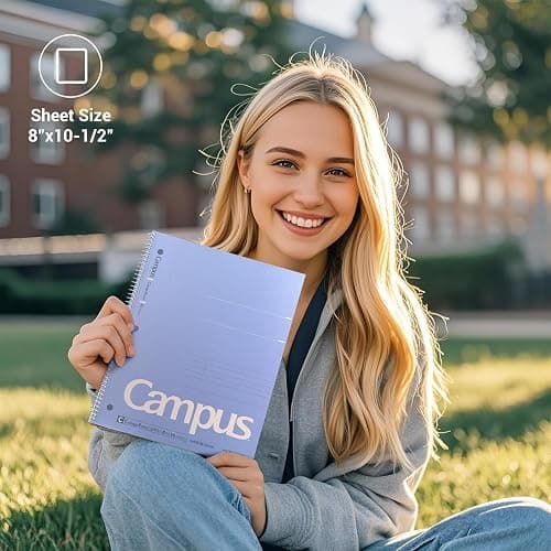 KOKUYO Spiral Notebook, 3 Pack Campus 10-1/2" x 8" Subject Notebooks with College Ruled, 80 Sheets, 3 Holes School Spiral Journal for Work Study Note Taking (Yellow, Orange, Purple) thumbnail 2