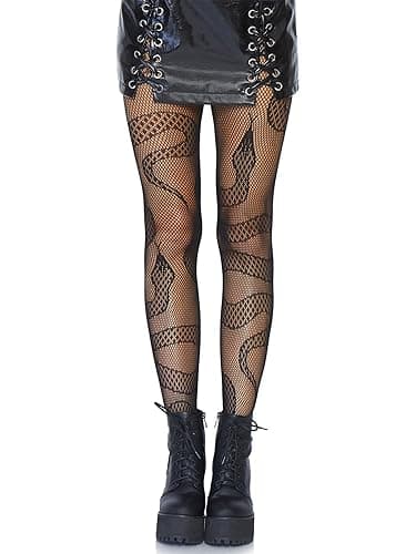 Leg Avenue womens Dark Alternative Animal Fishnet Tights - 1X-2X - Snake - Image 1