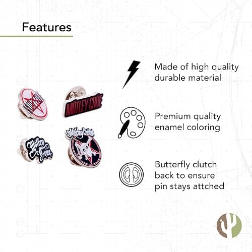 Desert Cactus Motley Crue Lapel Pin Enamel Made of Metal thumbnail 3