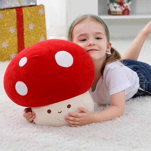 WeBingo Mushroom Plush Pillow, 12 Inch Cute Large Mushroom Decor Stuffed Animal Plushies Stuffy for Girl Boy Kid Adult, Giant Big Jumbo Soft Toy Gift for Birthday Christmas Valentine's Day thumbnail 6