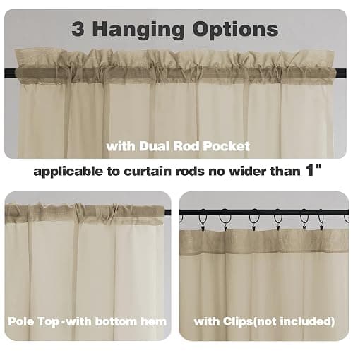 Chyhomenyc Taupe Sheer Curtains 84 Inches Long 2 Panels Set- Light Filtering Curtains for Bedroom, Soft Airy Voile Rod Pocket Living Room Window Drapes, 42Wx84L Inches, 2 PCS thumbnail 4