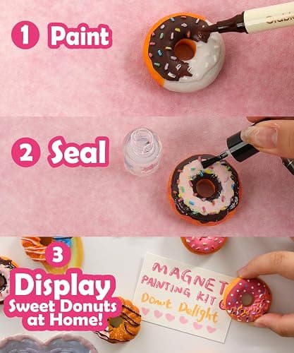 Grabie Magnet Painting Kit, DIY Fridge Magnets, Donut Delight | Includes 5 Dual-Tip Markers, Create Refrigerator Magnets, Fun Arts & Crafts Activity, Stress-Relieving Craft Gift thumbnail 4