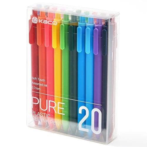 Kaco PURE Gel Pens Assorted Color Ink 20 Pieces 0.7mm, Medium Point, Aesthetic Cute Stationery Pens for Journaling Note Taking Pens - Image 1