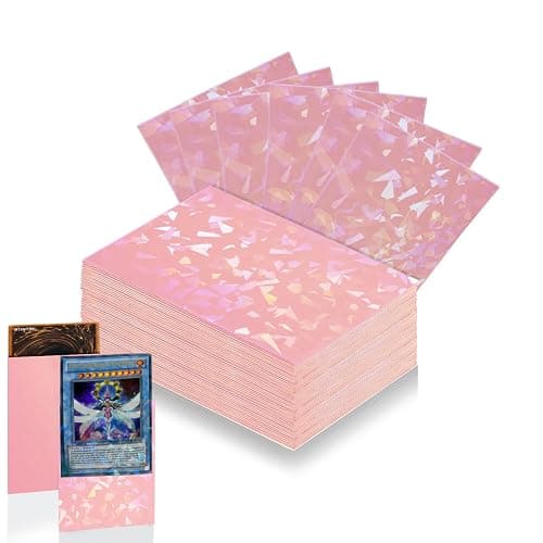 100 Count Pink Card Sleeves for Trading Cards, Perfect Fit Shiny MTG Card Sleeves, Holographic Card Sleeve Fit for Magic, Photocard, TCG, Baseball/Sports Cards, Yugioh Card, Game Card 66 * 91 mm - Image 1