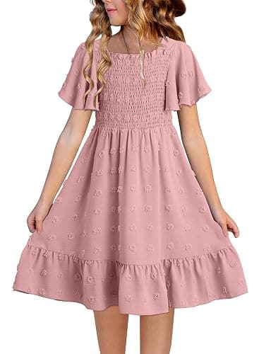 blibean Tween Girls Summer Dresses Kids Polka Dot Dress Size 6-15 Years - Image 1