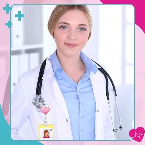 XunYee 8 Pack Pink Bow Nurse Badge Reels Xmas Retractable ID Name Nursing Medical Reels Badge Holder Christmas Stocking Gift for Nursing Student, ID Card Office Nurses Student, Teacher, Medical Worker thumbnail 6