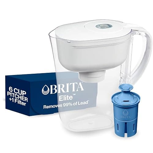 Brita Water Pitcher, Metro Elite Filter, Removes 99% of Lead, Includes 1 Filter, 6-Cup Capacity, White - Image 1
