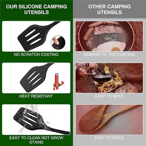 Wesqunie Camping Cooking Utensils Set, Cookware Set for Outdoor Hiking BBQ | Stainless Steel & Silicone Mess Kit, Durable Outdoor Kitchen Gear for Hiking, RV, Picnic Grill & Travel Camping Meal Prep thumbnail 4