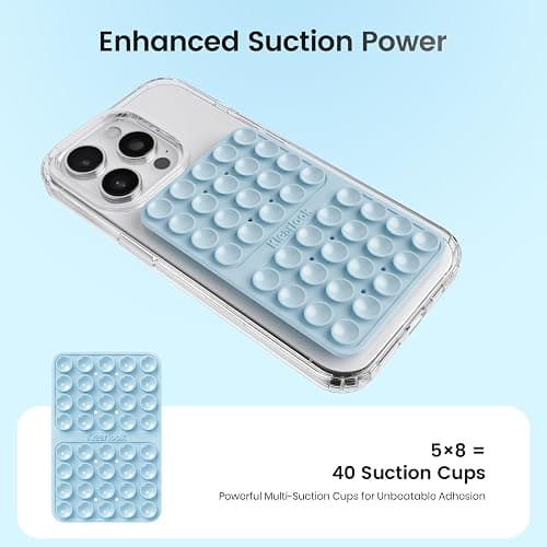 Silicone Suction Cup Phone Case Mount Double Sided, Silicon Sticky Phone Grip with Higher Suction Power for Cell Phone, Hands-Free Phone Accessories Holder for Selfies and Videos, Baby Blue thumbnail 3