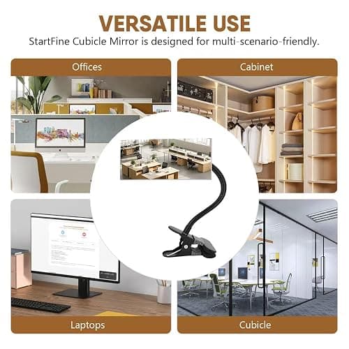 StartFine Clip On Security Mirror Convex Desk Office Cubicle for Personal Safety Desk Rear View Mirror Monitor Computer to See Behind You Flexible Gooseneck (Rectangle 6.69"x2.95" Frameless) thumbnail 6