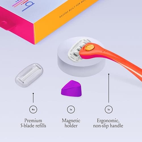 Billie Razors for Women Shave Kit – Women’s Razor + 2 x 5-Blade Razor Refills + Magnetic Holder – Sunburst - Sunburst thumbnail 4