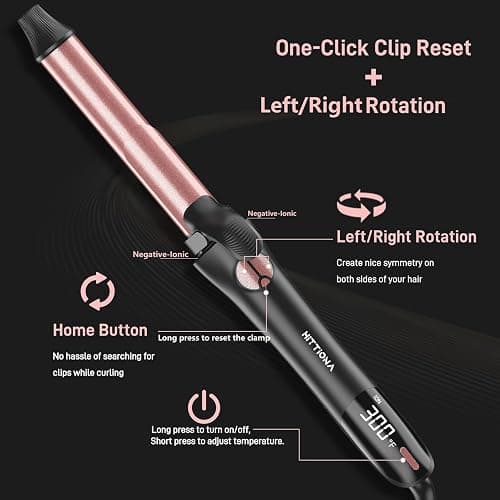 Rotating Curling Iron - 3 in1 Automatic Curling Irons with Interchangeable CurlingWand, 3/4, 1 1/4, 1 Inch for Lasting Beach Waves, Adjustable Temp, Instant Heat, Dual Voltage (Rose Gold) thumbnail 4