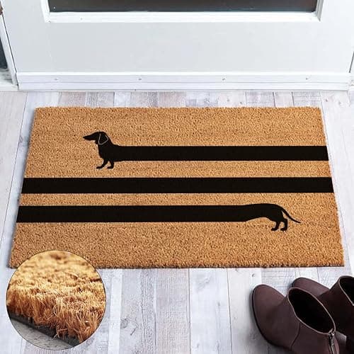 Funny Dachshund Weiner Dog Welcome Mat - Personalized Coir Rug with Heavy-Duty PVC Backing - Non Slip Outdoor - 23.6 x 15.7 inch thumbnail 4