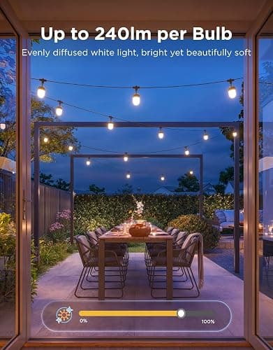 Govee Outdoor Chromatic String Lights, 32.8ft RGBIC Outdoor Lights with 55 Uni-IC Control LED Bulbs, 111+ Scene Modes, IP67 Waterproof, String lights compatible with Alexa, Google, Matter, App Control thumbnail 4