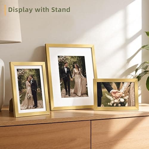 HappyHapi 15 Pack Gold Picture Frames Collage Wall Decor, Gallery Wall Frame Set for Mounting & Tabletop Display, Multi Sizes including 3pcs 8x10, 6pcs 5x7, 6pcs 4x6 thumbnail 2