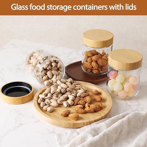 Moretoes 6 Pack Overnight Oats Containers with Lids, 16oz Glass Storage for Dry Food, Jars with Lids for Yogurt & Salad, Portable for Picnic & Lunch, Transparent Square Design for Kitchen Pantry Jars thumbnail 5