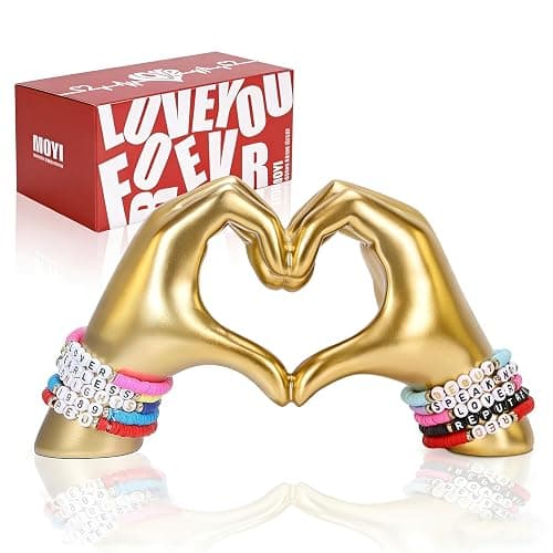 Gold Decor for Singer Fans Lover Merch Heart Hands Sculpture, Home Decor Living Room Accent Decor Love Statue for Bedroom Bookshelf Coffe Table Aesthetics Decorations Gifts for Women Mom Girlfriend thumbnail 2