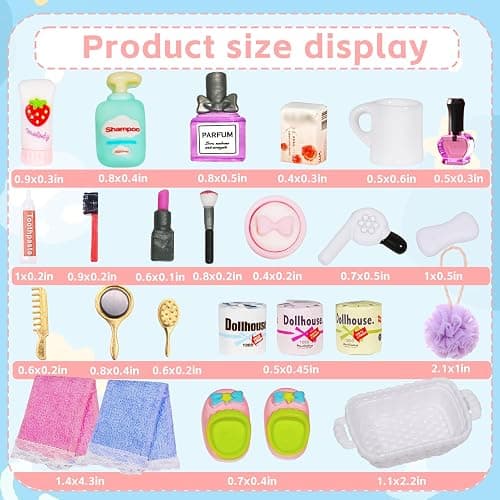 25 Pcs 1 12 Scale Miniature Bathroom Accessories Mini House Bathroom Set Mini Hair Dryer Brush Comb Mirror Perfume Toothpaste Toothbrush Makeup Set for Mini House Bathroom Decoration thumbnail 3