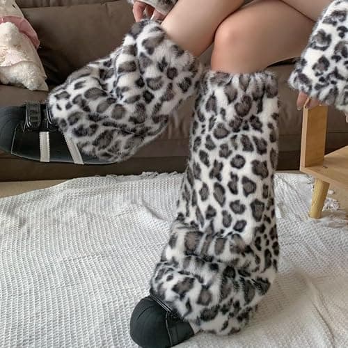 OANTGM Fuzzy Leg Warmers Aesthetic Elk Therian Stuff Christmas Accessories Fur Leg Warmers Y2k Kawaii thumbnail 3