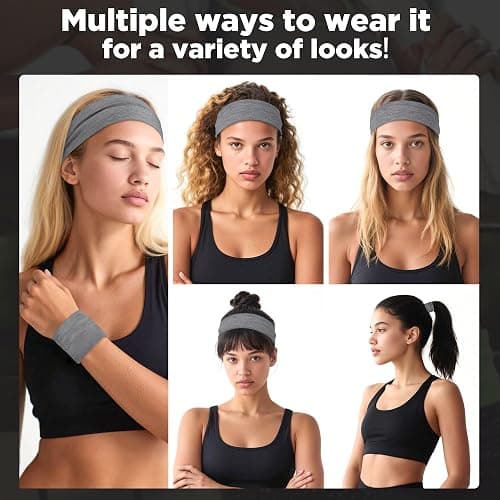 DiyJibb Headbands for Women - 12Pcs Non-Slip Cotton Cloth Headbands for Women's Hair Accessories,Fashion Sports Hair Bands & Ties,Soft Fabric for Yoga,Running,Workout thumbnail 3