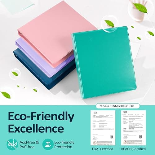 BinderX Extra Durable 3 Ring Binder, Round Rings 1 Inch Binder, Fits 175 Sheets of 8.5x11 Paper, Customizable View Cover with Inside Pockets, Cute 1" Binders, 1 Inch Binders 3 Ring, Pink thumbnail 3