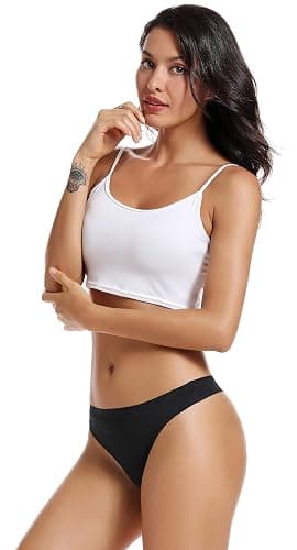 voenxe Seamless Women Underwear Thongs,No Show Ladies Thong,No Line Workout Breathable Comfortable Panties,Soft Undies,5-Pack thumbnail 6