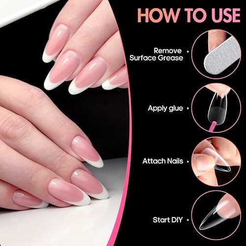 Ranrose Long Almond Nail Tips: 240pcs Nail Tips Full Cover False Nail 12 Sizes Half Matte Pre-shape Acrylic Almond Shaped Press On Nail Tips DIY Nail Salon thumbnail 4