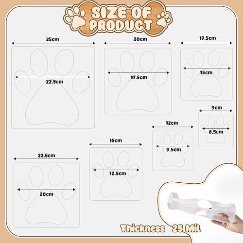 Teling 14 Pieces Large Stencil for Painting on Wood Plastic 5 Point Template Paint Stencils for Fabric Walls Arts Paper Home Decoration(Paw) thumbnail 3