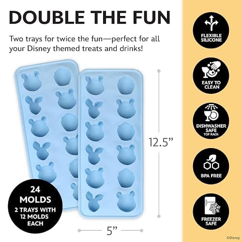 Disney Pooh Silicone Ice Cube Tray – 2 Pack Ice Trays for Freezer with Fun Pooh Ice Molds – Flexible BPA-Free Silicone Molds for Ice, Chocolate, and More (Pooh (Baby Blue)) thumbnail 2