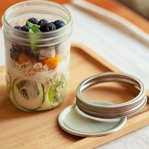 Miuyhji Wide Mouth Mason Jars 16 oz with Lids [6 Pack], Canning Jars with Metal Airtight Lids and Bands, 16 oz Glass Jars for Fermenting, Pickling, Freezing, Preserving, Meal Prep, Jar Décor thumbnail 2