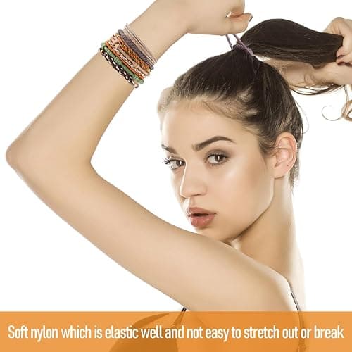 20 Boho Hair Ties in 5 Styles, 10 Colors - Cute Bracelets for Thin and Thick Hair, No Damage Elastics thumbnail 5