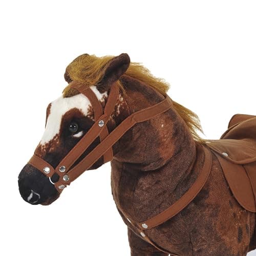 Qaba Sound-Making Ride On Horse for Toddlers 3-5, with Neighing and Galloping Sound, Stuffed Animal Horse Toy for Kids with Padding, Soft Feel, Brown thumbnail 9