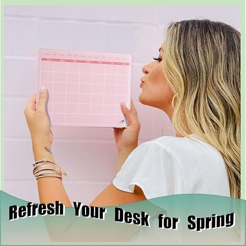 Marribol Calendar Dry Erase Board,12"X10",Acrylic Desk Calendar with Stand,Pink Dry Erase Board for Home Office School thumbnail 7