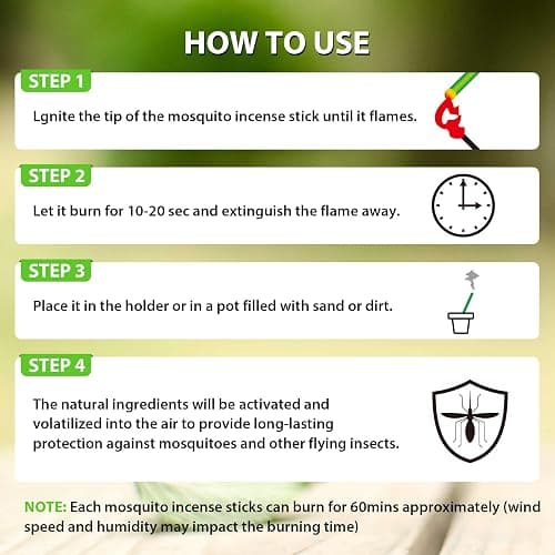 BugBai® Mosquito Repellent Outdoor Patio, 240 PCS Natural Plant-Based Citronella Oil Incense Sticks Indoor Home Pet Family Safe, DEET Free Bug Insect Control Repellent for Yard Garden Camping Fishing thumbnail 5