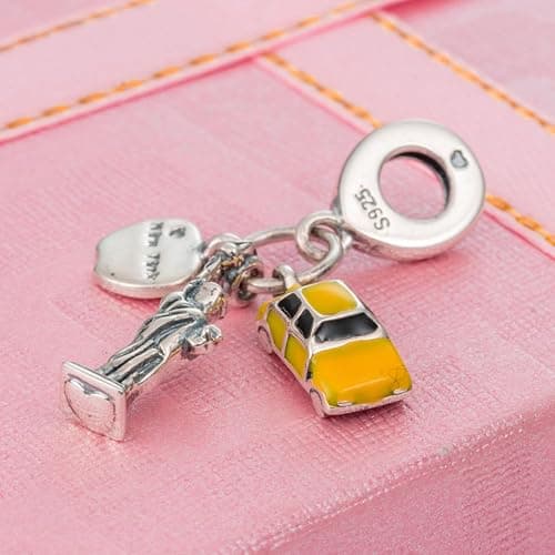 I Love Travel Theme Charm-925 Sterling Silver Airplane, Peace Bus, Train Express, France Effiel Tower Pendant Beads, fits European Holiday Charms Bracelet, Gifts for Mum/Sister/Friends/Wife Husband thumbnail 6