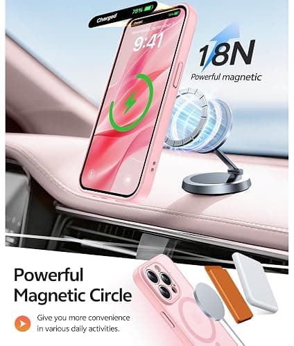 FNTCASE for iPhone 15 Pro Case: [Compatible with Magsafe] Translucent Matte Cases with [Full Camera Protection] [Screen Protector] Military Grade Shockproof Protective Phone Cover - Light Pink thumbnail 3