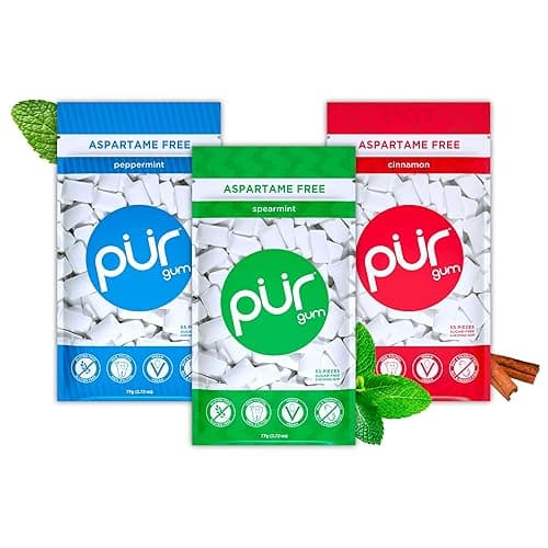 PUR Gum | Aspartame Free Chewing Gum | 100% Xylitol | Variety Pack, Amazon Exclusive, 55 Pieces (Pack of 3) - Image 1