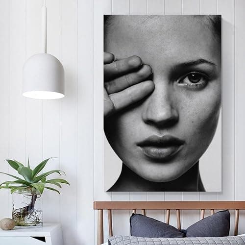 CLBCIHWFN Kate Moss Black And White Photography Posters Aesthetic Canvas Posters Room Bedroom Decorative Decor Wall Art Home Decor 16x24inch(40x60cm) Unframe-style thumbnail 5