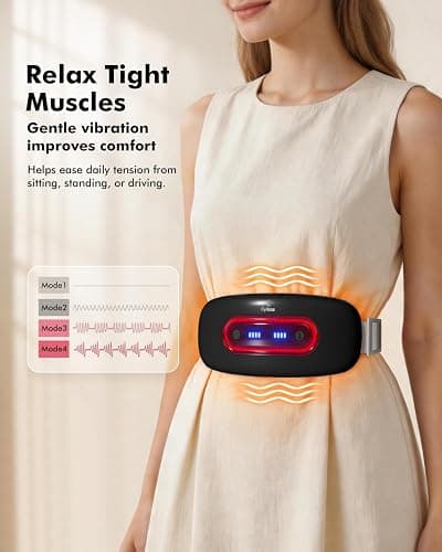 Portable Cordless Menstrual Heating Pad with 4 Heat Levels and 4 Massage Modes,Electric, Fast Large Heating Belly Wrap Belt (Black) thumbnail 5