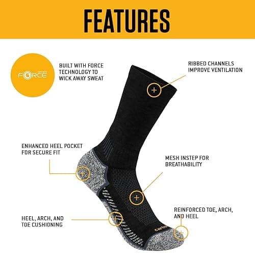 Carhartt Men's SC4223M Force® Midweight Crew Sock 3-Pack thumbnail 4