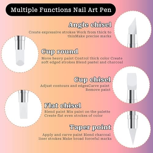 5 Pcs Nail Art Sculpture Pen Dual Tipped Silicone Nail Tools Nail Art Acrylic Pen Silicone Brushes for Resin Nail Art Tools for Design Nail Foil Carving Drawing Effect Shaping Drawing thumbnail 4
