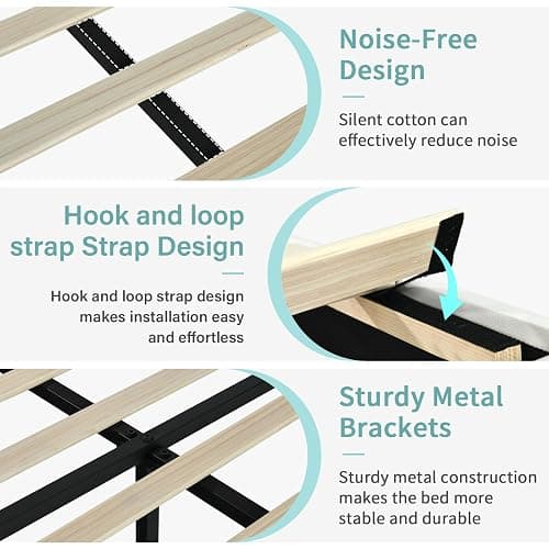 IMMERSTABLE Full Bed Frame with Headboard, RGB LED Bed, White | App-Controlled RGB Lights, Faux Leather Headboard, Wood Slat Support, No Box Spring Needed, Quiet Design, Easy Assembly thumbnail 5