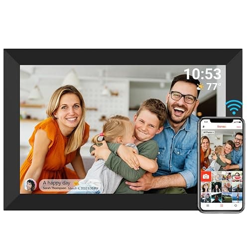 FRAMEO Cadre Photo numérique WiFi 10,1" Écran Tactile LCD IPS 1280 x 800 Mémoire intégrée 16 Go Rotation Automatique Partagez instantanément des Moments Via l'application Frameo Depuis n'importe où - Image 1