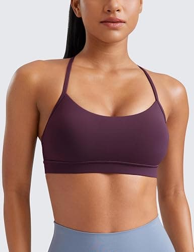 CRZ YOGA Butterluxe Y Back Sports Bras for Women - Padded Racerback Low Impact Spaghetti Thin Strap Workout Yoga Top thumbnail 2