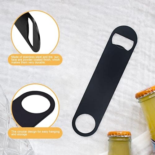 KTOJOY 4 PACK Stainless Steel Flat Bottle Opener, Beer Bottle Opener, 7inch, with Exquisite Packaging, for Kitchen, Bar or Restaurant, Black, thumbnail 3