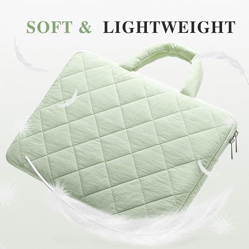 RAINYEAR Puffy Laptop Sleeve Case, 14-15 Inch Protective Padded Waterproof Lightweight Laptop Bag Briefcase for 14-15 Inch MacBook Computer Chromebook Notebook, Green thumbnail 5
