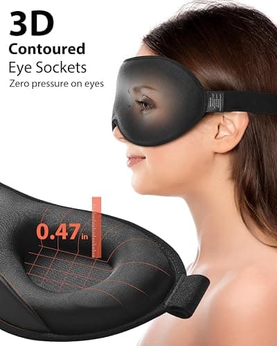 MABAO Weighted Sleep Mask - 100% Blackout Eye Mask for Sleeping for Women Men, 3D Contoured for Lash Extension, Zero Eye Pressure Memory Foam Cover, Soft Gentle Pressure Blindfold for Travel - Black thumbnail 5