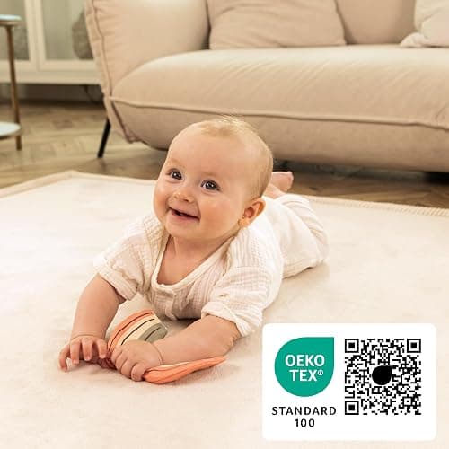 Hakuna Matte Premium Large Coral Velvet Baby Play Mat 280x200x2.5cm Beige | High-Density high-density foamArea Rug – Stylish Playmat for Floor with Non-Slip Backing for Crawling, Soft Play & Tummy Time thumbnail 4